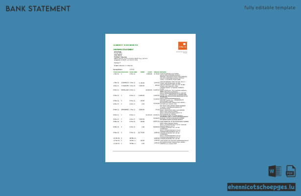 Beispiel eines Kontoauszugs der GTBank Nigeria (Excel-Datei) – Vorschau
